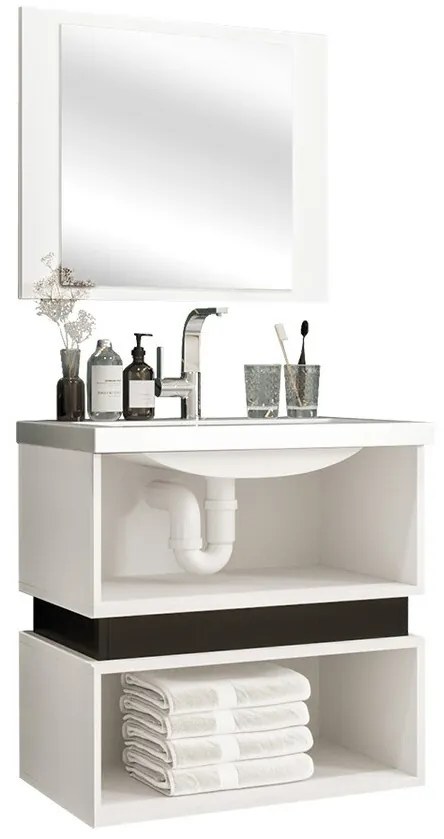 Σετ μπάνιου Hartford K105, 120x35cm, Μαύρο, Πλαστικοποιημένη μοριοσανίδα, Ινοσανίδες μέσης πυκνότητας, Καθρέφτης, Ξεχωριστά μέρη | Epipla1.gr