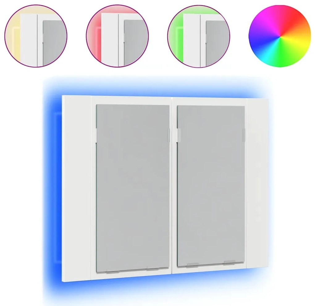 vidaXL Καθρέφτης Μπάνιου με Ντουλάπι LED Λευκός 60x12x45 εκ. Ακρυλικός