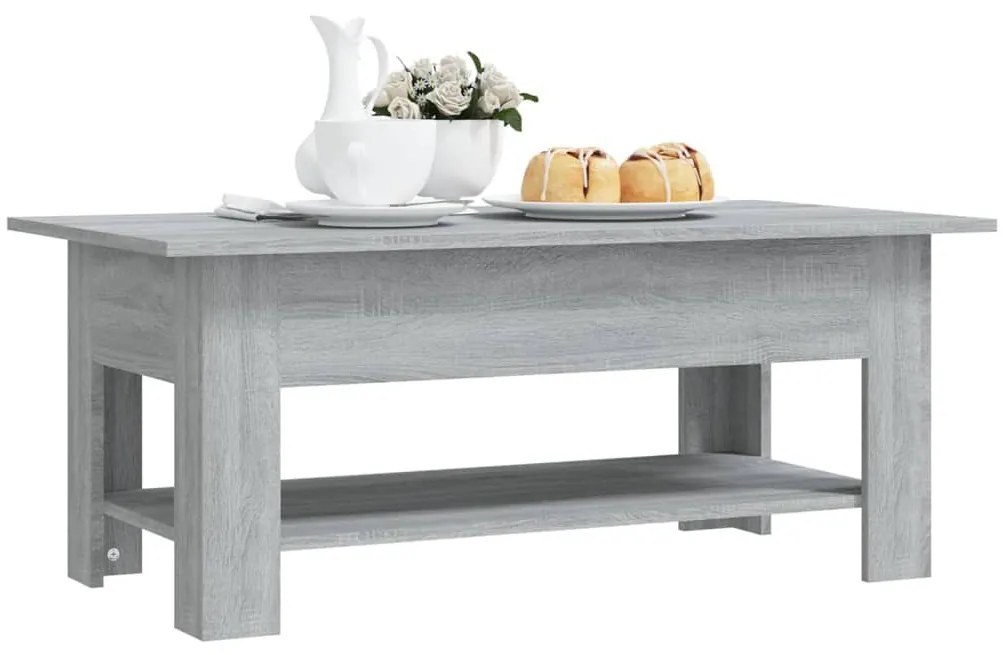 Τραπεζάκι Σαλονιού Γκρι Sonoma 102x55x42 εκ. Επεξεργασμένο Ξύλο - Γκρι