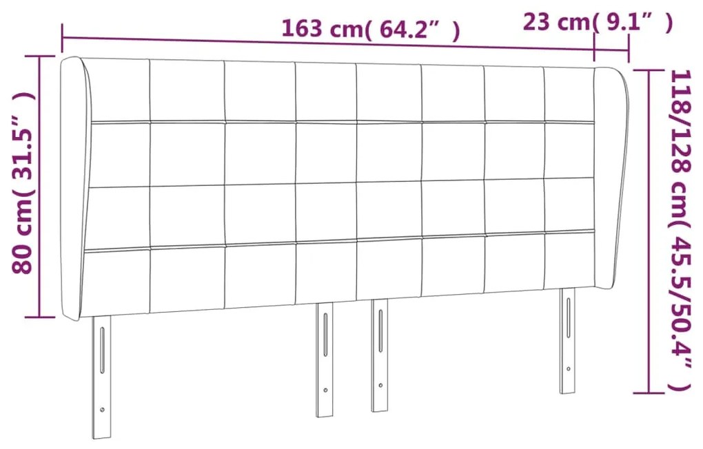 Κεφαλάρι με Πτερύγια Ανοιχτό Γκρι 163x23x118/128 εκ. Υφασμάτινο 3117962