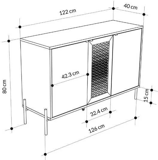 Μπουφές Naive Megapap χρώμα sapphire oak 126x40x80εκ.