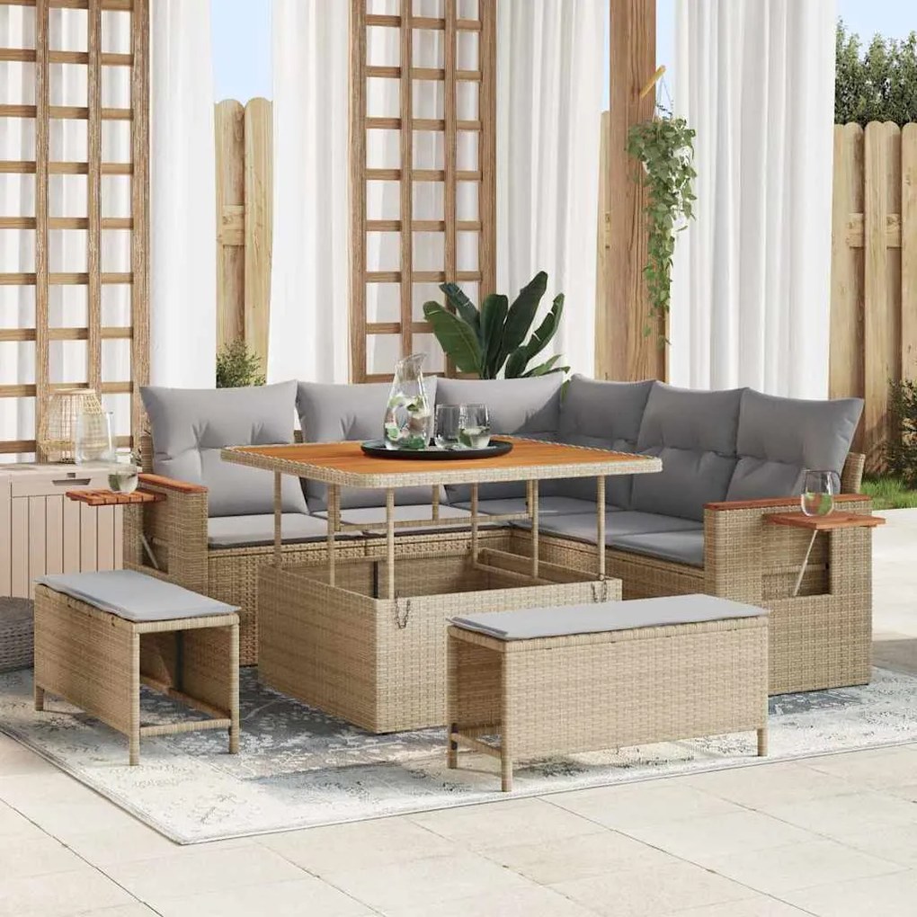 vidaXL Σετ Καναπέ Κήπου 8 pcs μπεζ και ανοιχτό γκρι 100 x 100 x 71 cm