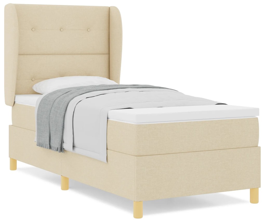 vidaXL Κρεβάτι με Στρώμα Κρεμ 90x200 εκ Fabrico