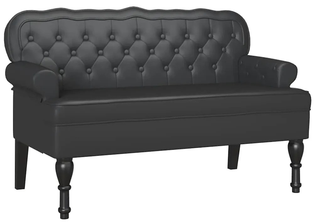 vidaXL Καναπές Chesterfield Μαύρο 119.5 x 64.5 x 75 εκ. Τεχνητό Δέρμα