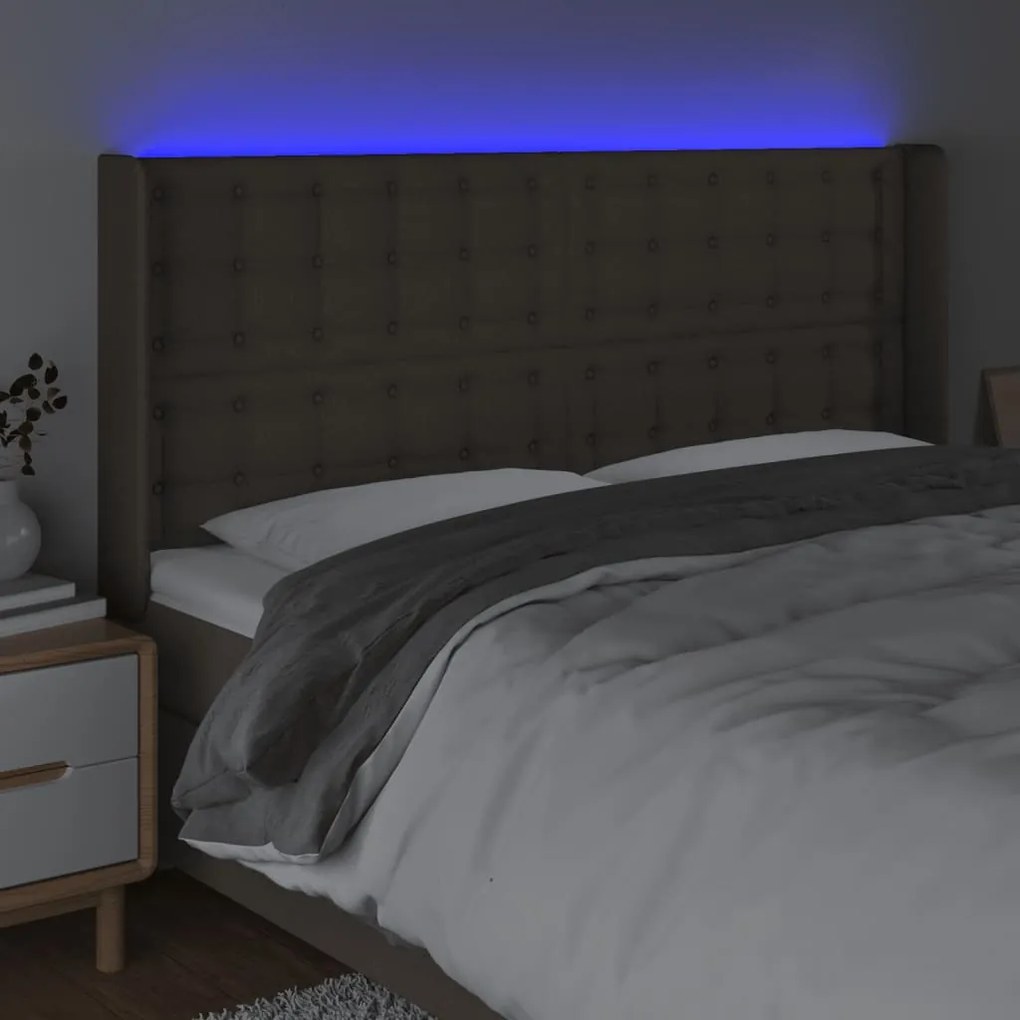 Κεφαλάρι Κρεβατιού LED Taupe 163x16x118/128 εκ. Υφασμάτινο 3124492