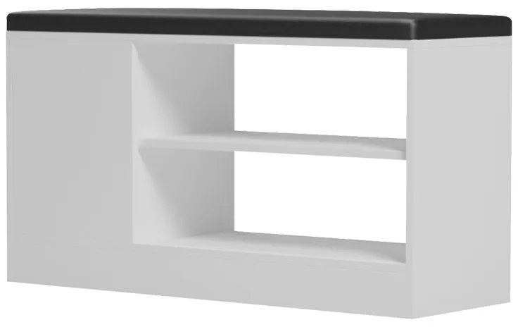 Παπουτσοθήκη-σκαμπό Deboule pakoworld 8 ζευγών σε λευκή-μαύρη απόχρωση 90x30x46εκ