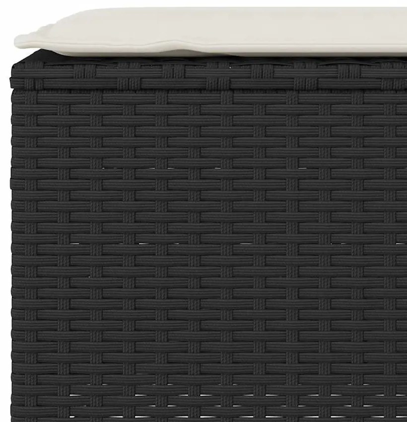 Πάγκος κήπου με μαξιλάρι Μαύρο 110x30x40,5 cm Poly Rattan - Μαύρο