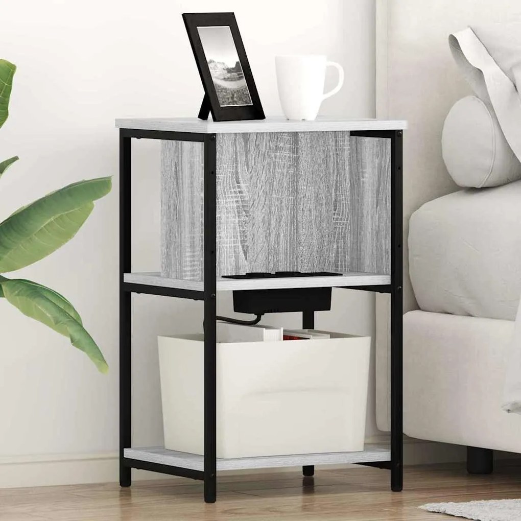 vidaXL Κομοδίνο 2 pcs Γκρι sonoma 38 x 31 x 61 εκ Επεξεργασμένο ξύλο