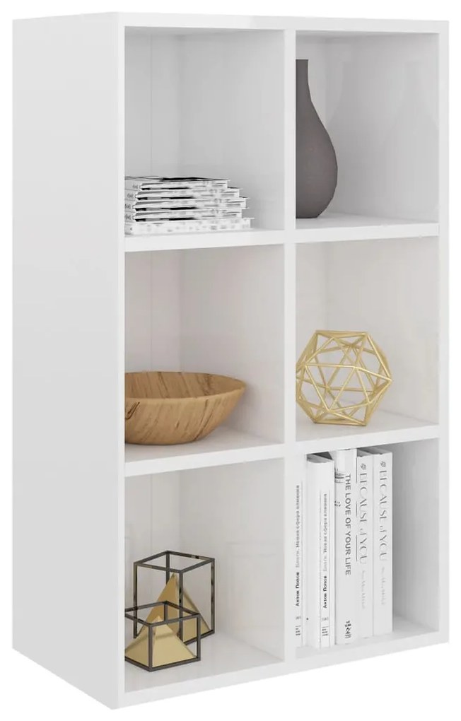 vidaXL Ραφιέρα/Βιβλιοθήκη Γυαλιστερό Λευκό 66x30x98 εκ. Επεξ. Ξύλο