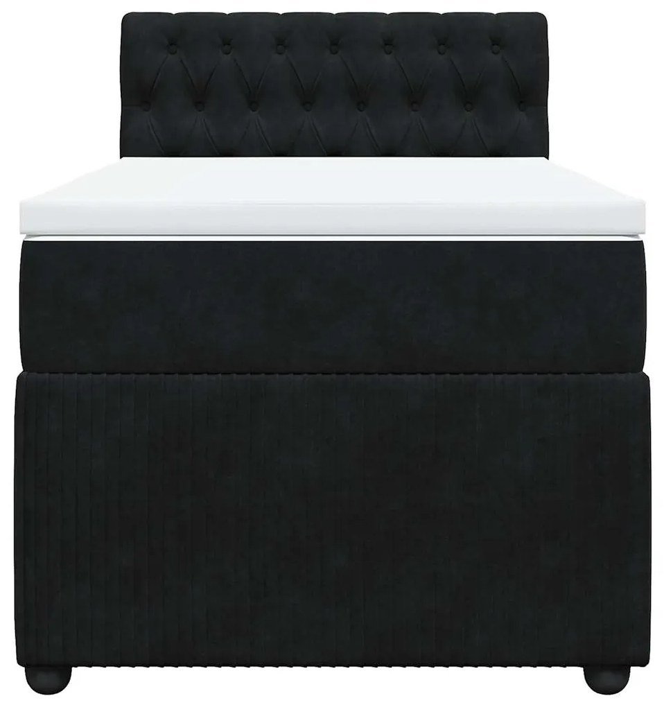 vidaXL Κρεβάτι Boxspring με Στρώμα Μαύρο 90x190 εκ. Βελούδινο