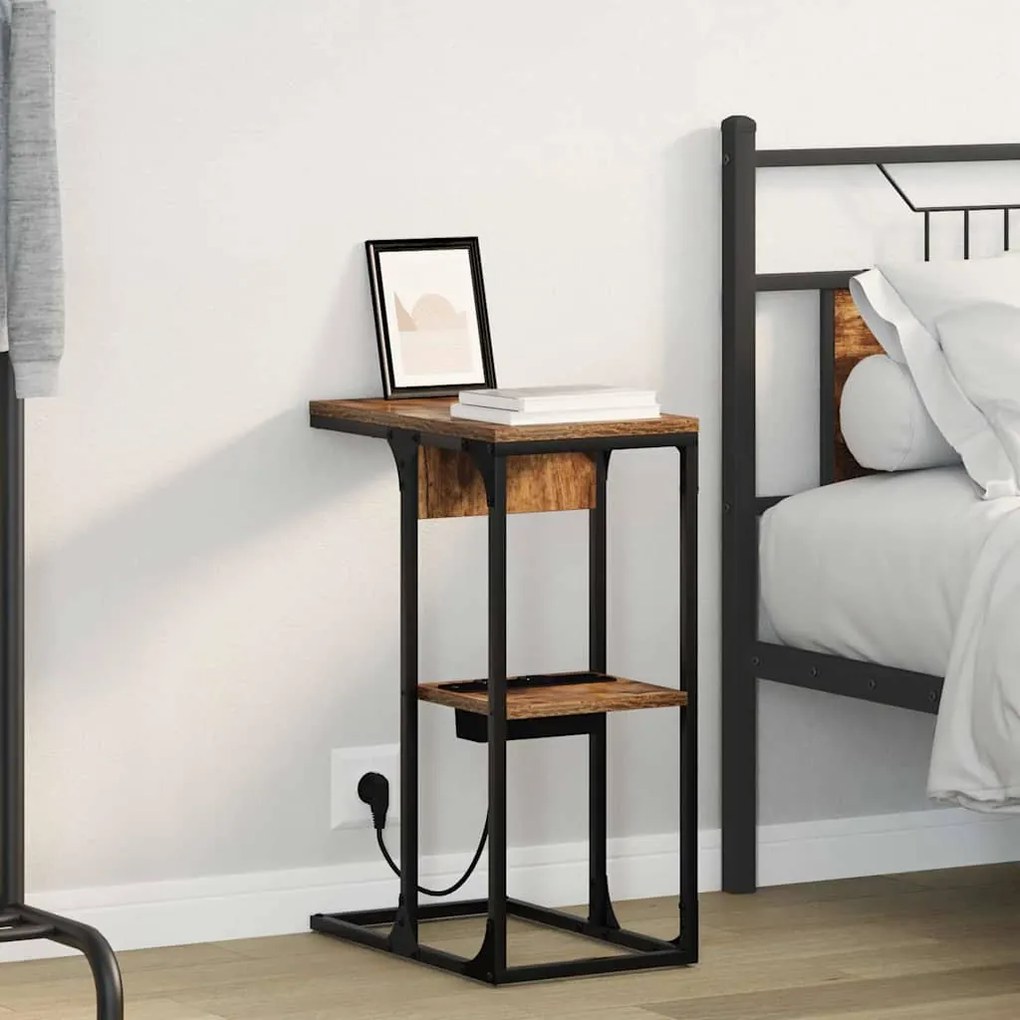 vidaXL Κομοδίνο Καπνιστή δρυς 41.5 x 26 x 60.5 εκ Επεξεργασμένο ξύλο