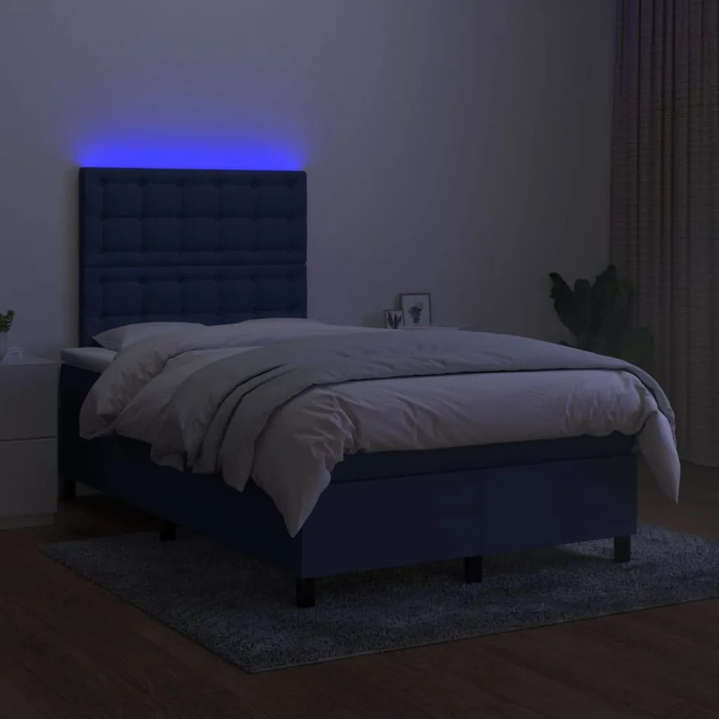 ΚΡΕΒΑΤΙ BOXSPRING ΜΕ ΣΤΡΩΜΑ &amp; LED ΜΠΛΕ 120X200 ΕΚ. ΥΦΑΣΜΑΤΙΝΟ 3135187