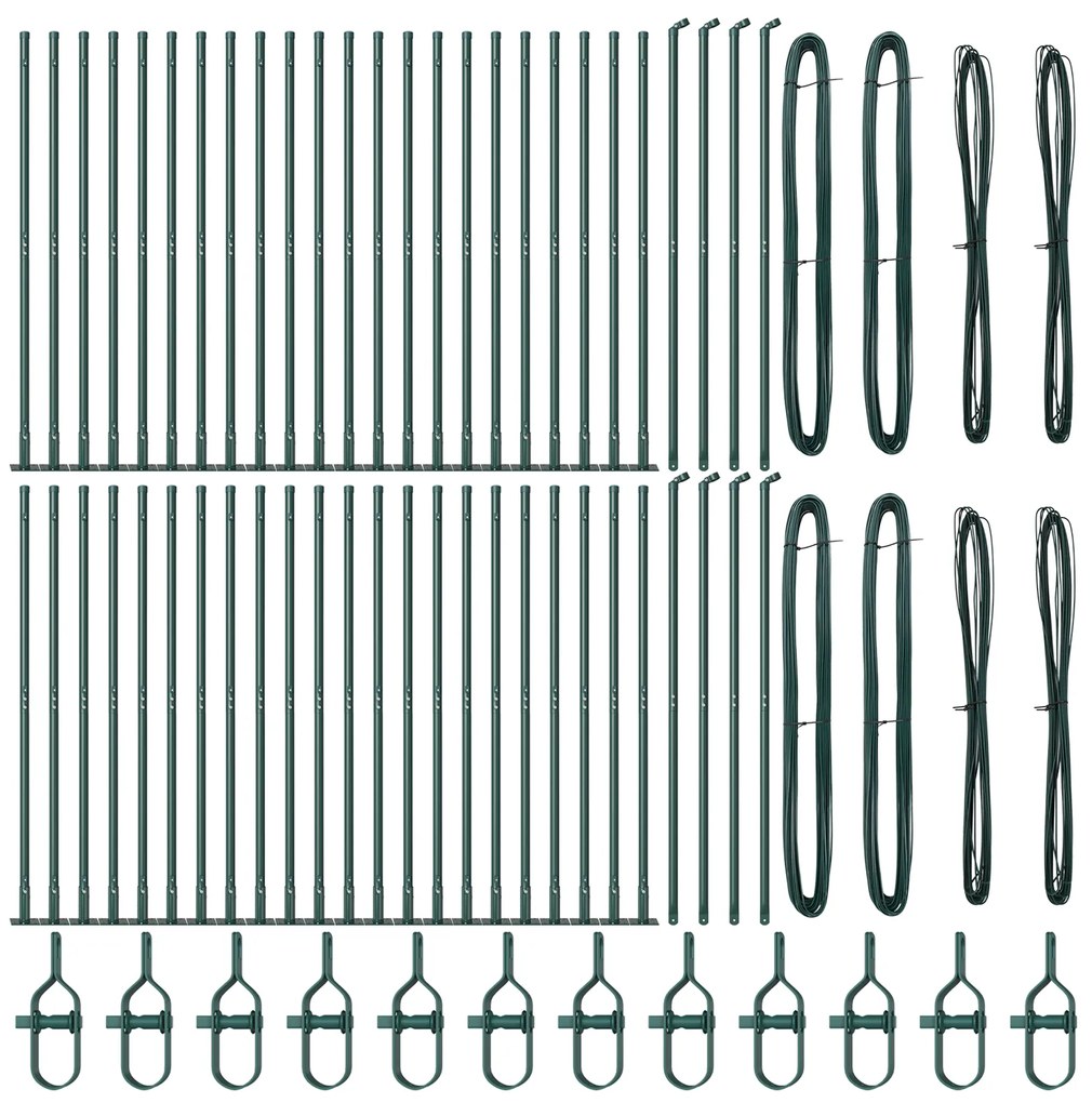 vidaXL Στυλίδια Φράχτη με Βάσεις 52 τεμ Ø32mm 68,5cm Γαλβανισμένο Ατσάλι