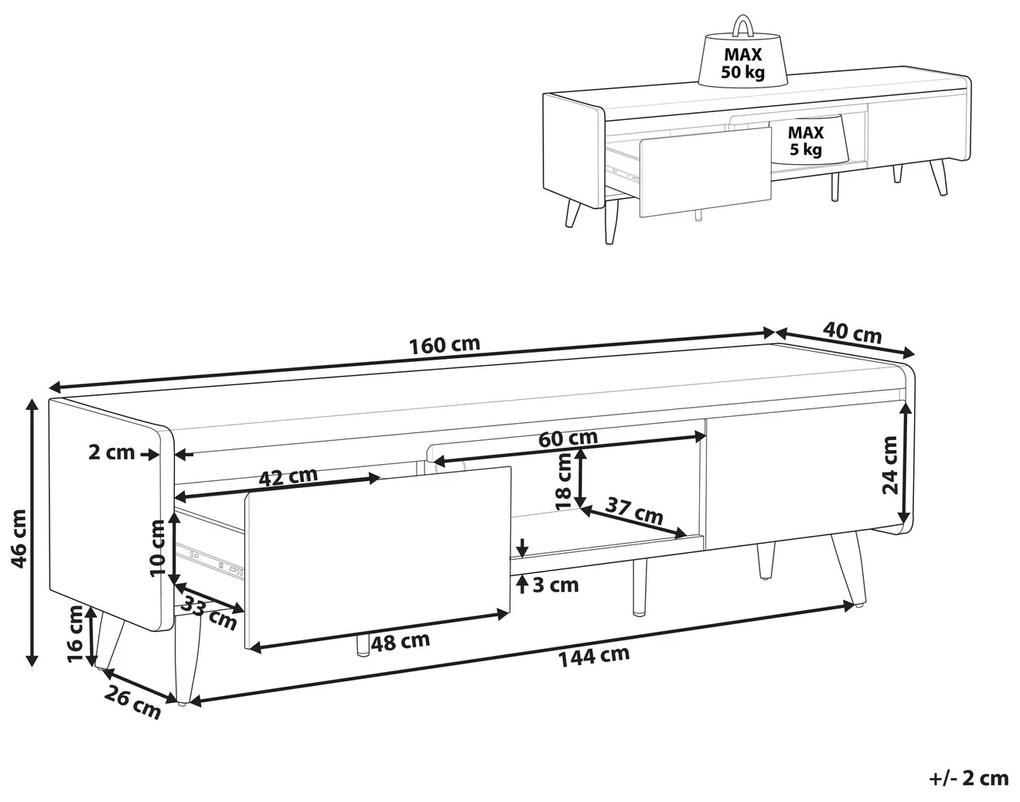 Τραπέζι Tv Berwyn 557, Ανοιχτό χρώμα ξύλου, Άσπρο, 160x46x40cm, 33 kg | Epipla1.gr