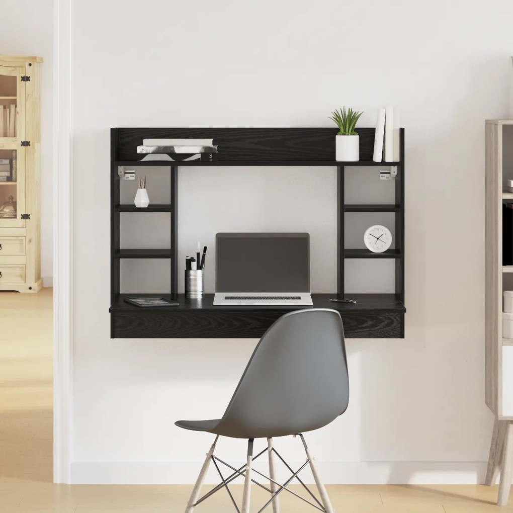 vidaXL Γραφείο Τοίχου Μαύρη Δρυς 105x48x75 εκ Επεξεργασμένο Ξύλο