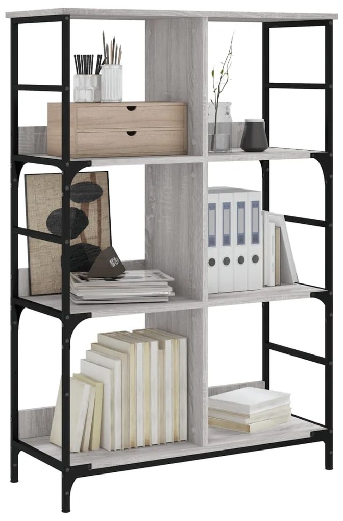 vidaXL Βιβλιοθήκη Γκρι Sonoma 78,5x33x117,5 εκ. Επεξεργασμένο Ξύλο