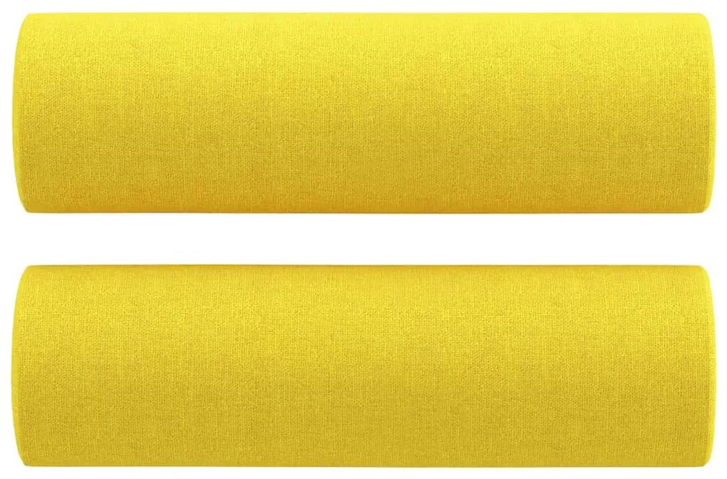 vidaXL Καναπές Διθέσιος Κίτρινος 140 εκ. Υφασμάτινος Διακ. Μαξιλάρια