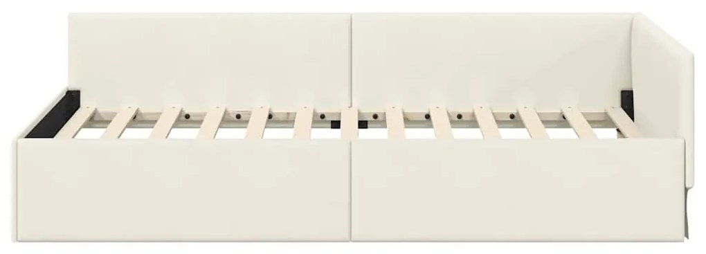 vidaXL Κρεβάτι Γωνίας Κρεμ 80 x 200 cm Βελούδο και Εργοστασιακό ξύλο