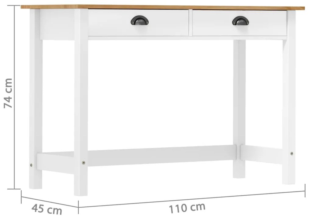 vidaXL Κονσόλα Hill 2 Συρτάρια 110x45x74 εκ από Μασίφ Ξύλο Πεύκου