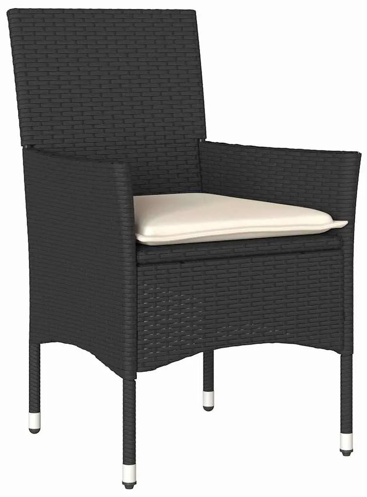 vidaXL Σέτ φαγητού για κήπο με μαξιλάρι 5 pcs Μαύρο Πολυ ράταν