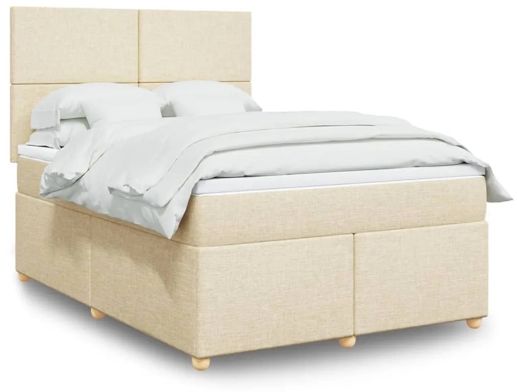 ΚΡΕΒΑΤΙ BOXSPRING ΜΕ ΣΤΡΩΜΑ ΚΡΕΜ 160X200 ΕΚ. ΥΦΑΣΜΑΤΙΝΟ 3293629