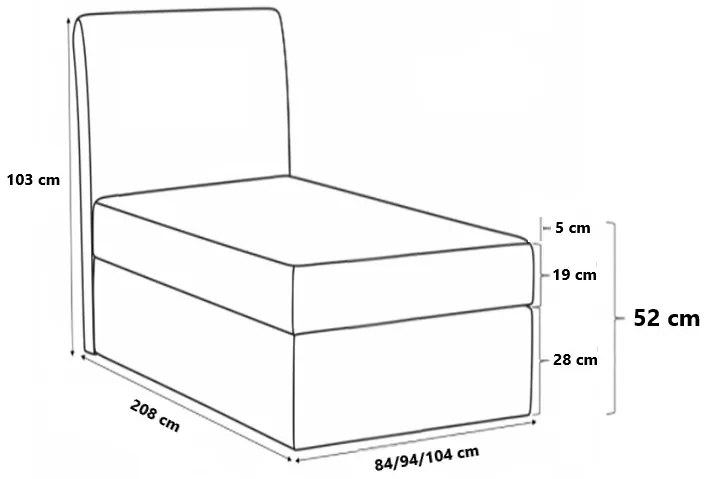 Επενδυμένο κρεβάτι Mini 2-Leuko-100 x 200-Aristera