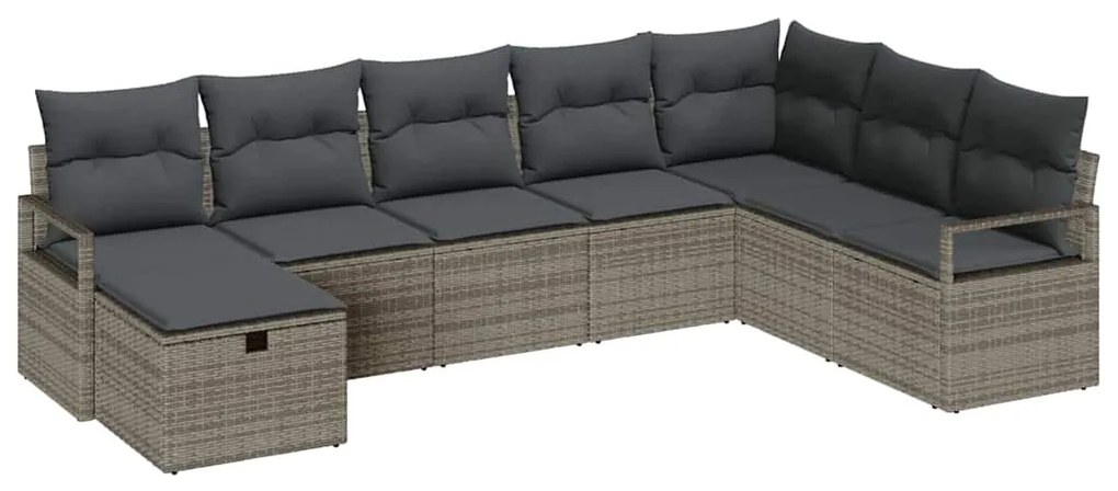 vidaXL Σετ Καναπέ Κήπου 8 pcs Γκρι 287 x 177 x 85 εκ. Πολυ ράταν
