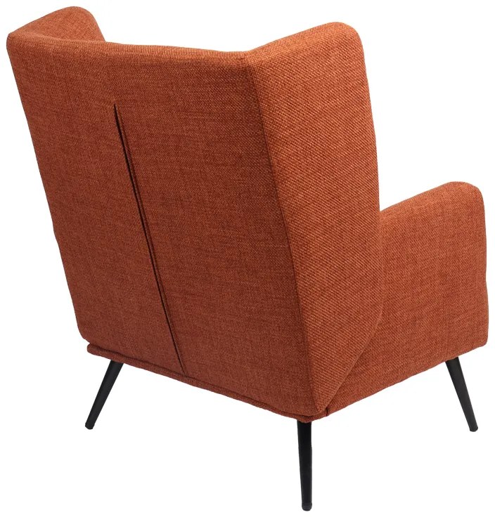 Πολυθρόνα Mareta pakoworld terracotta ύφασμα με πόδι σε μαύρη απόχρωση 83x80x99εκ