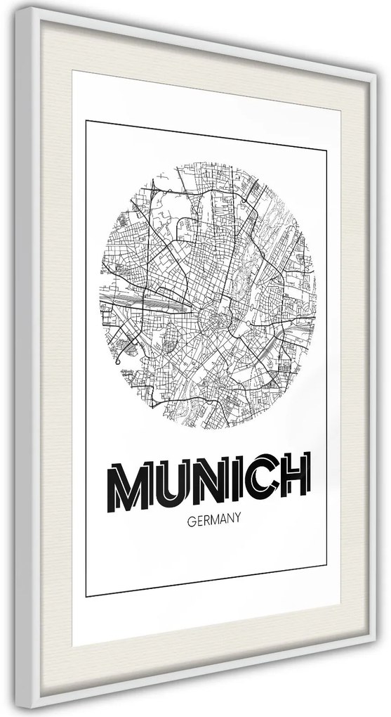 Αφίσα - City Map: Munich (Round) - 20x30 - Χρυσό - Χωρίς πασπαρτού