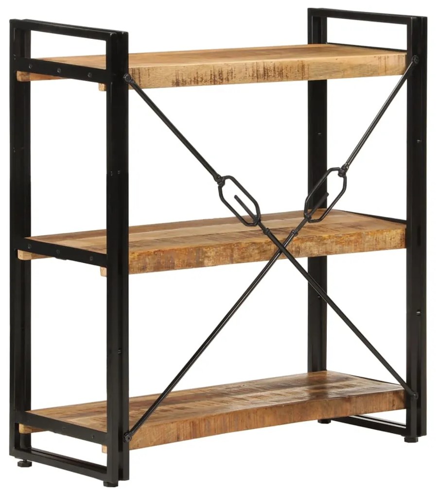 vidaXL Βιβλιοθήκη με 3 Επίπεδα 77x30x80 εκ Μασίφ Ξύλο Μάνγκο &amp; Σίδηρος