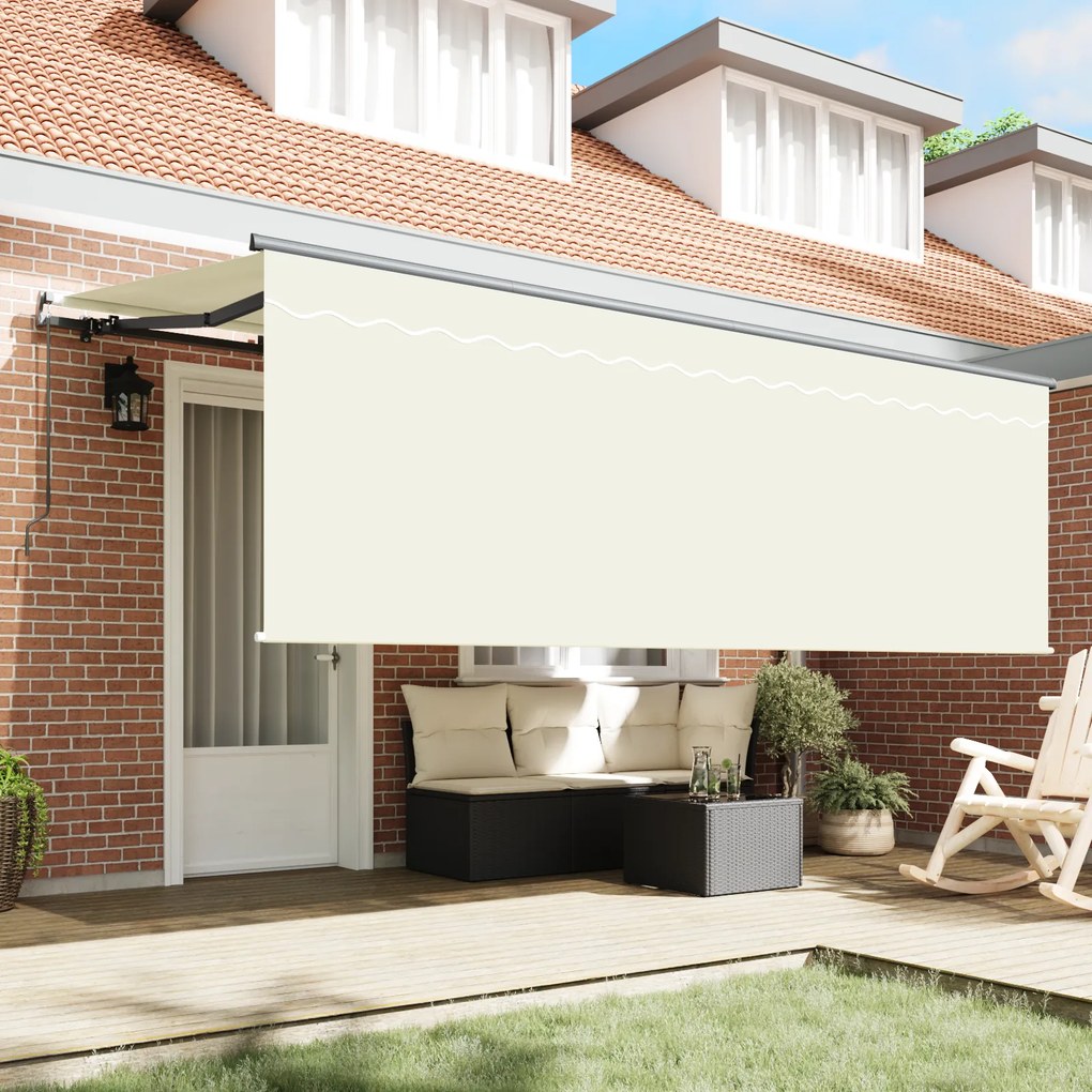 vidaXL Κατενάντα με Ρολό Κρεμ 350 x 200 x 120 εκ Ύφασμα, Μέταλλο