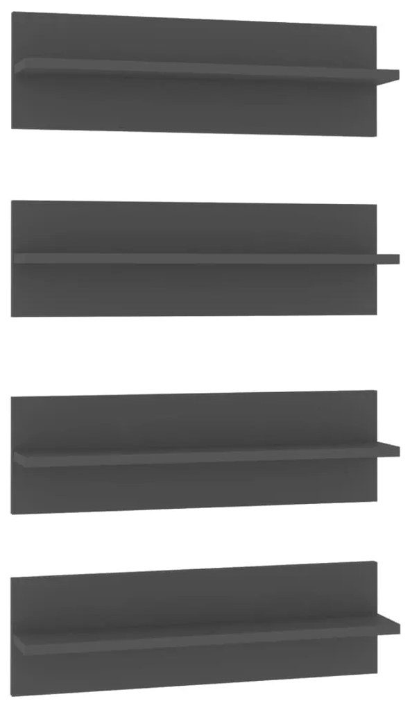 vidaXL Ραφιέρες Τοίχου 4 τεμ. Γκρι 60 x 11,5 x 18 εκ. από Μοριοσανίδα