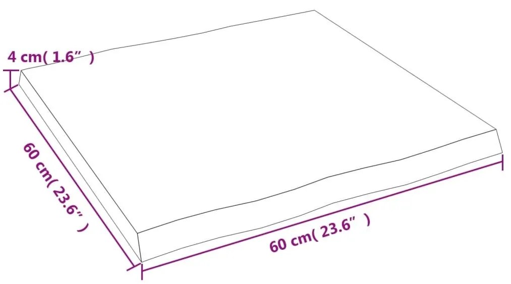 Επιφ Τραπεζιού Αν Καφέ 60x60x(2-4)εκ. Ακατέργ. Μασίφ Ξύλο Δρυός - Καφέ
