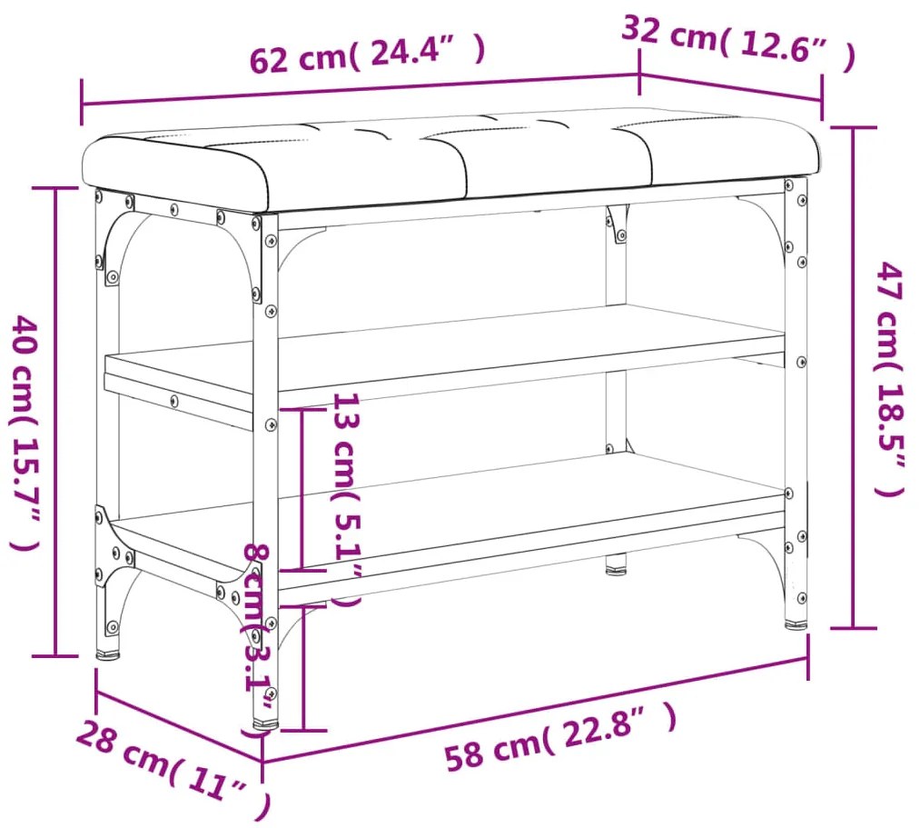 Παπουτσοθήκη Sonoma Δρυς 62x32x47 εκ. από Επεξεργασμένο Ξύλο - Καφέ