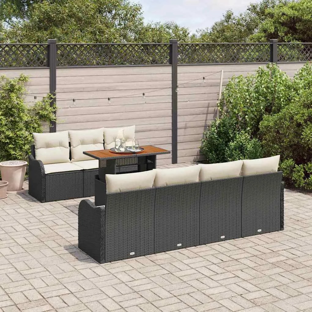 vidaXL Σετ Καναπέ Κήπου 8 pcs Μαύρο και κρεμ 100 x 55 x 73 εκ