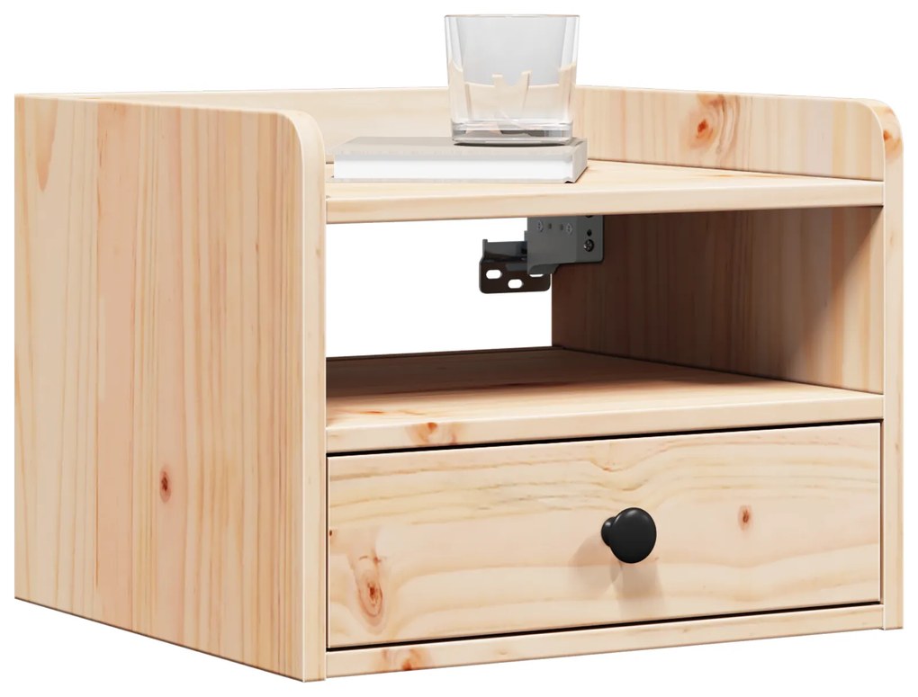 vidaXL Κομοδίνο με συρτάρι Επιτοίχιο Καφέ 38 x 36 x 29.5 εκ Συμπαγές ξύλο πεύκου