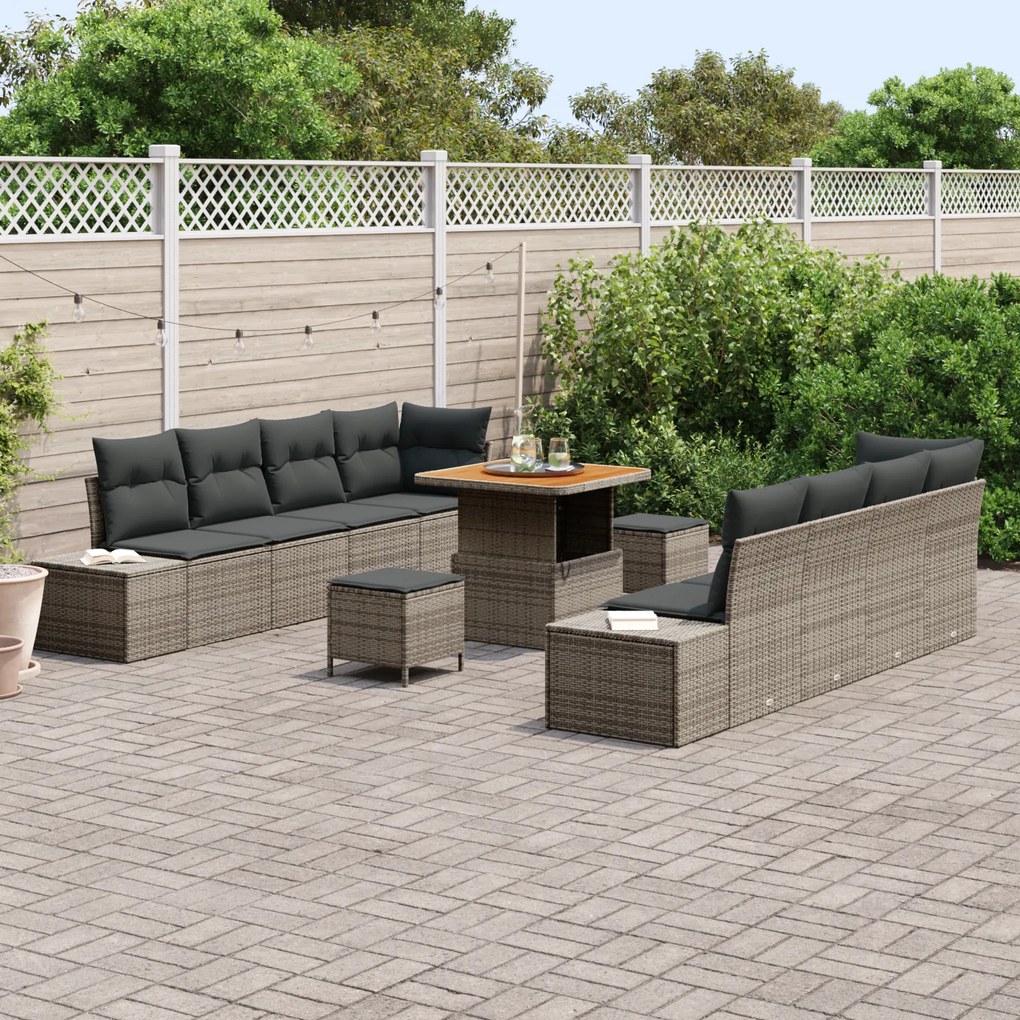 vidaXL Σετ Καναπέ Κήπου με μαξιλάρι 11 pcs Γκρι 80 x 80 x 71 cm