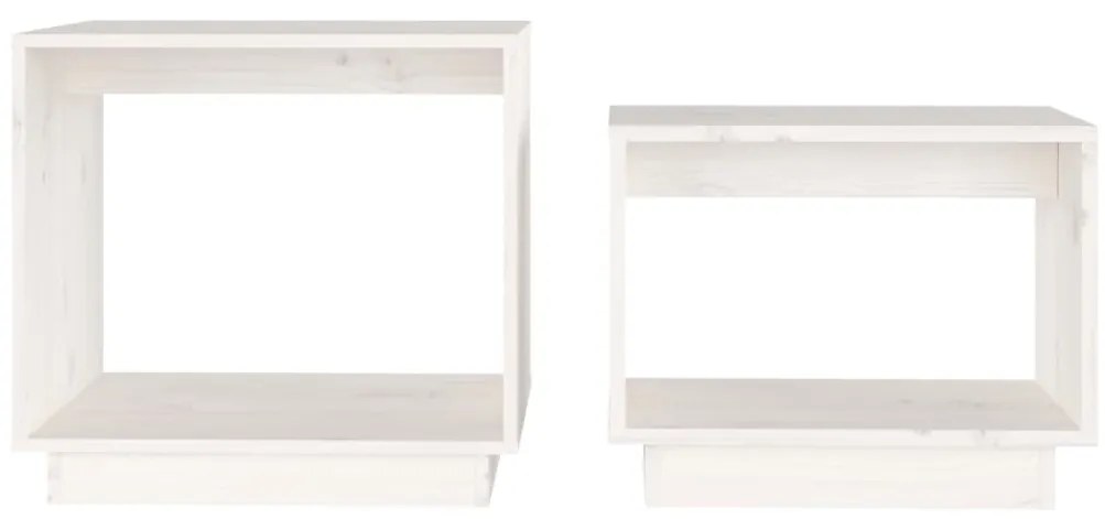 vidaXL Τραπεζάκια Ζιγκόν 2 τεμ. Λευκά από Μασίφ Ξύλο Πεύκου