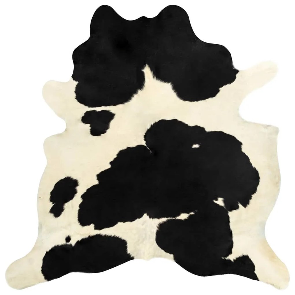 Χαλί Ασπρόμαυρο 150 x 170 εκ. από Γνήσιο Δέρμα Αγελάδας - Μαύρο