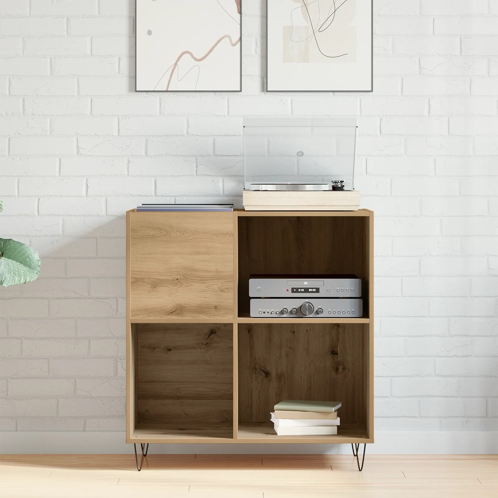 vidaXL Κιβώτιο Δίσκων Μαύρο Δρυς 84,5x38x89 εκ Κατασκευασμένο Ξύλο