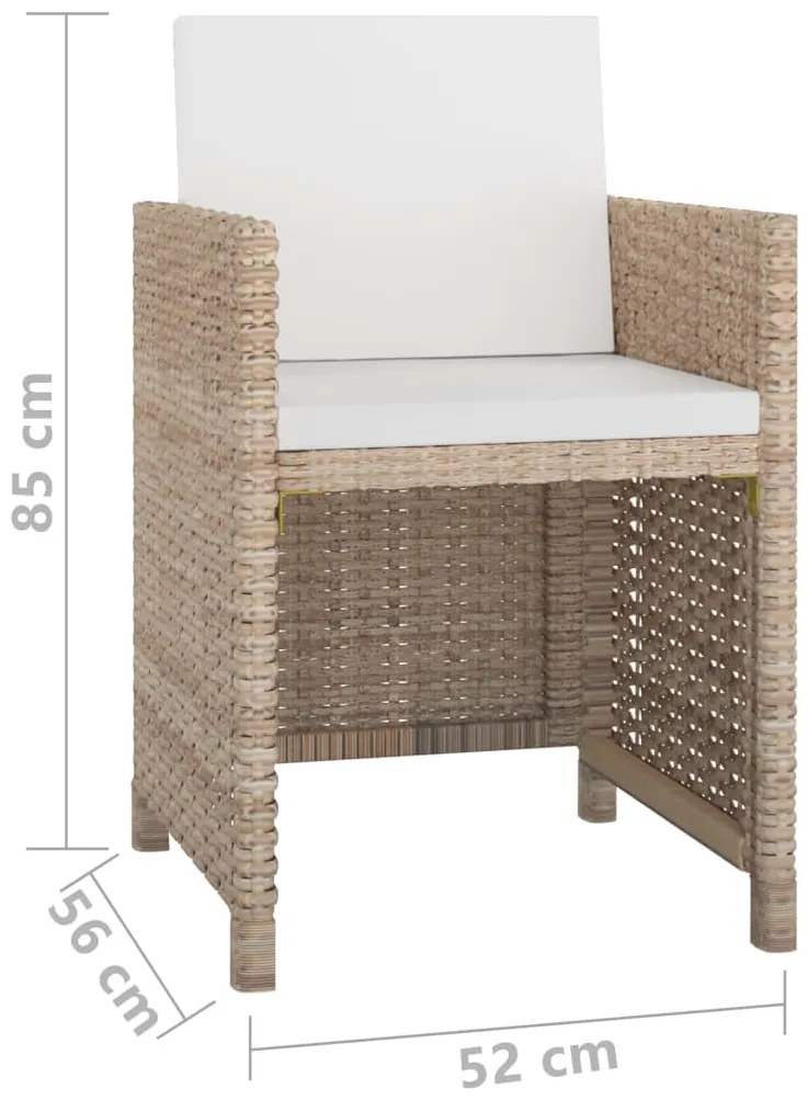 vidaXL Σετ Τραπεζαρίας Εξ. Χώρου 11 τεμ. Μπεζ Συνθ. Ρατάν με Μαξιλάρια