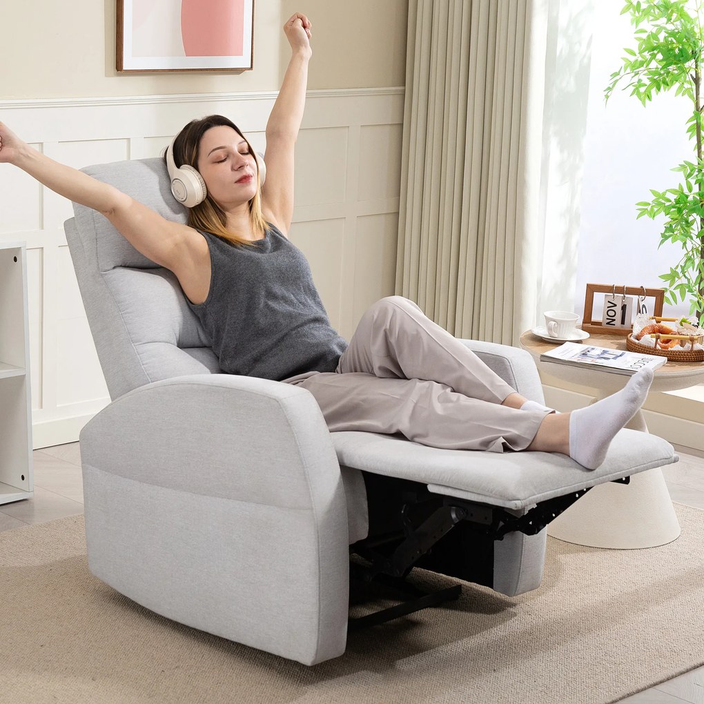 HOMCOM Ρυθμιζόμενη πολυθρόνα με υποπόδιο, Μοντέρνα πολυθρόνα, Ανοιχτό γκρι