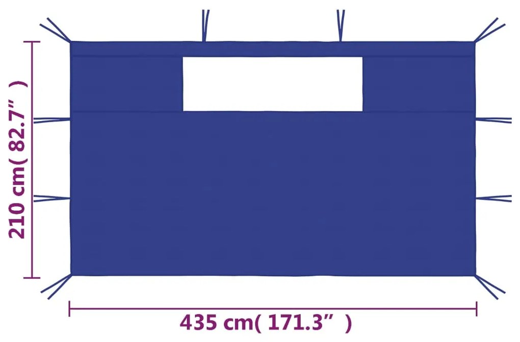 vidaXL Πλαϊνά για Κιόσκι με Παράθυρα 2 τεμ. Μπλε