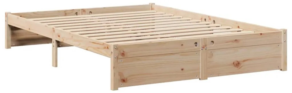 Κρεβάτι Βιβλιοθήκη Χωρίς Στρώμα 120x200 εκ Μασίφ Ξύλο Πεύκο - Καφέ
