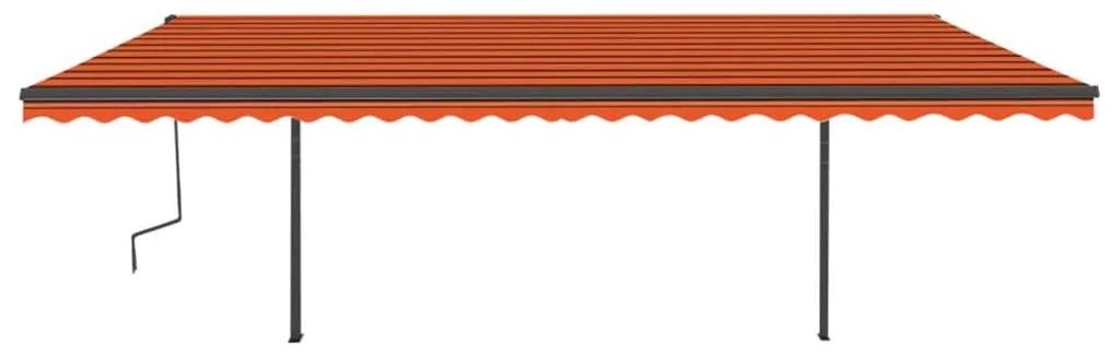 Τέντα Συρόμενη Αυτόματη με Στύλους Πορτοκαλί/Καφέ 6 x 3 μ. - Πολύχρωμο
