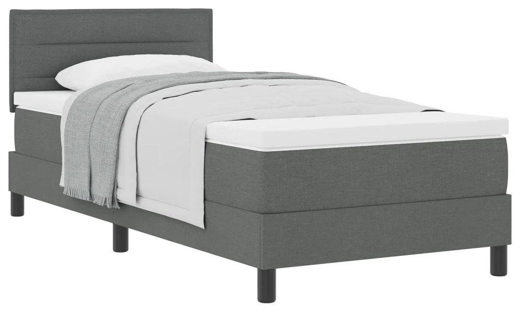 vidaXL Κρεβάτι Box Spring με Στρώμα Σκούρο Γκρι 80x200 εκ Ύφασμα