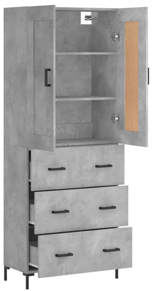vidaXL Ντουλάπι Γκρι Σκυροδέματος 69,5x34x180 εκ. Επεξεργασμένο Ξύλο