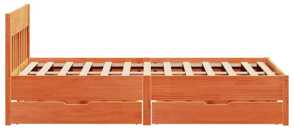 vidaXL Σκελετός Κρεβ. Χωρίς Στρώμα Καφέ Κεριού 135x190 εκ Μασίφ Πεύκο