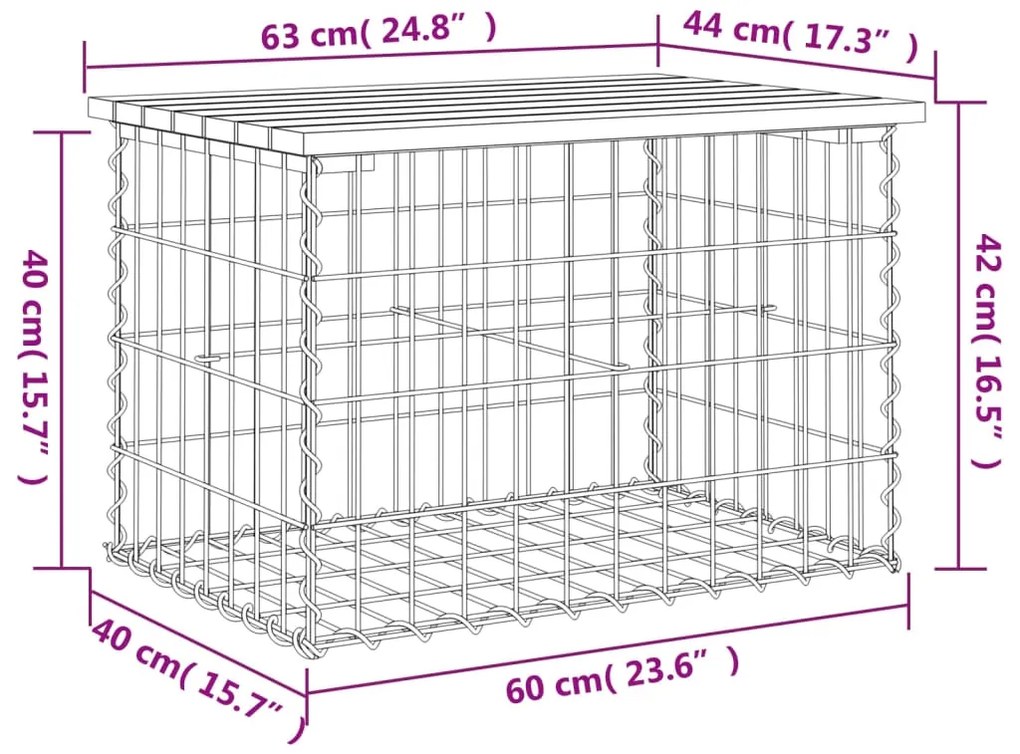 Παγκάκι Κήπου Συρματοκιβώτιο 63x44x42 εκ. Εμποτ. Ξύλο Πεύκου - Καφέ