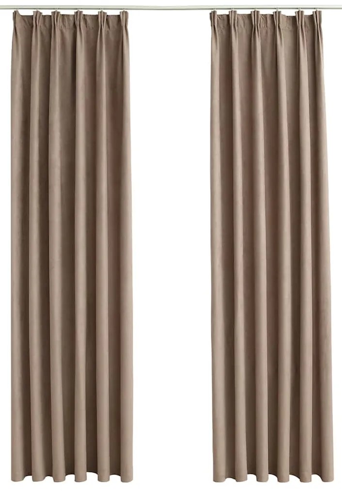 vidaXL Κουρτίνες Συσκότισης με Γάντζους 2 τεμ. Χρώμα Taupe 140x245 εκ.